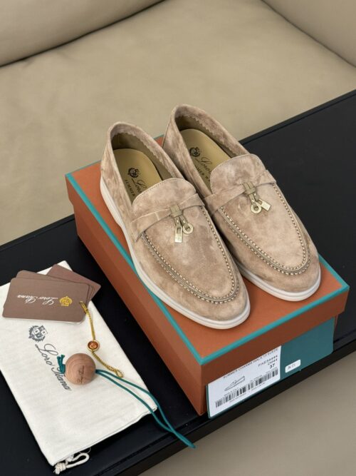 Loro Piana Classic Walk Loafers-Khaki