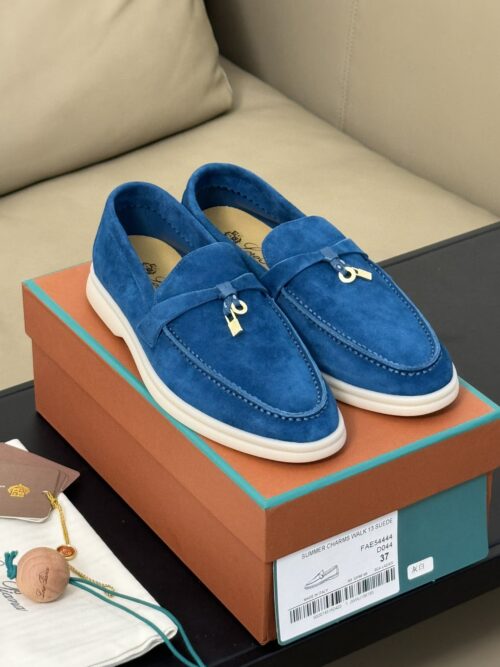 Loro Piana Classic Walk Loafers-Navy Blue